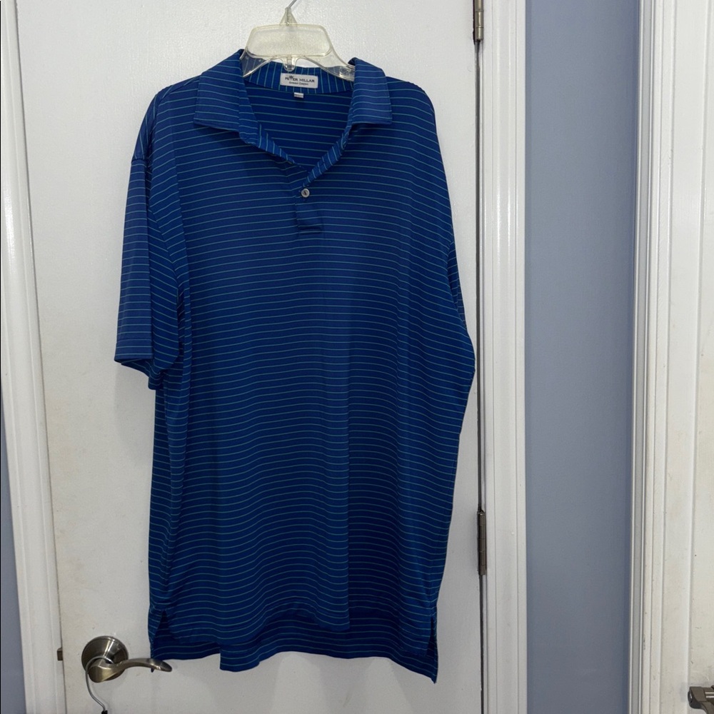 Peter Millar Blue and Green Striped Polo size large